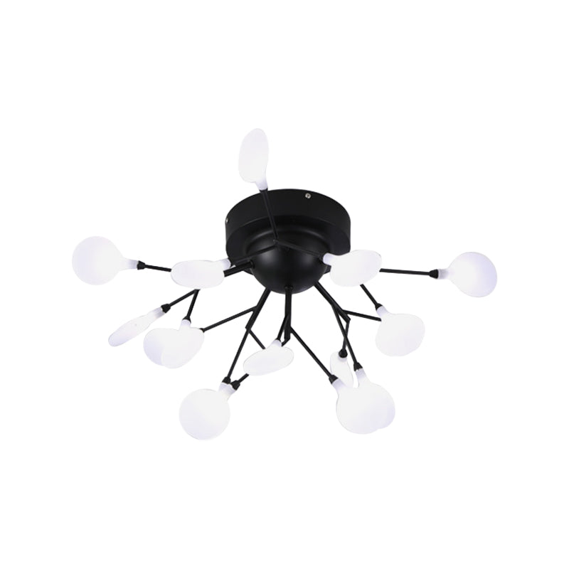 Branching Flushmount Light Modernist LED Metallic Close to Ceiling Lamp for Bedroom 15 Black Leaf Clearhalo 'Ceiling Lights' 'Close To Ceiling Lights' 'Close to ceiling' 'Flush mount' Lighting' 2025247
