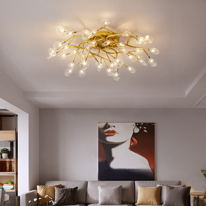 Firefly Flush Ceiling Light Contemporary Metal Living Room LED Flush Mount Lighting 42 Gold Clear Clearhalo 'Ceiling Lights' 'Close To Ceiling Lights' 'Close to ceiling' 'Flush mount' Lighting' 2025275