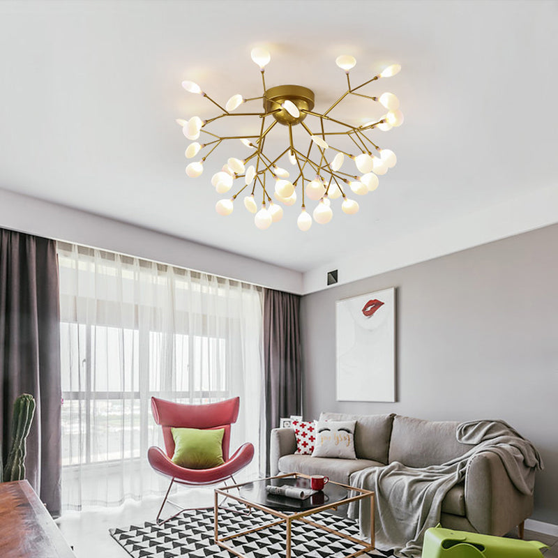Nordic Heracleum Flush Light Fixture Metal Living Room LED Ceiling Flush Mount in Brass 45 Brass White Clearhalo 'Ceiling Lights' 'Close To Ceiling Lights' 'Close to ceiling' 'Flush mount' Lighting' 2025285