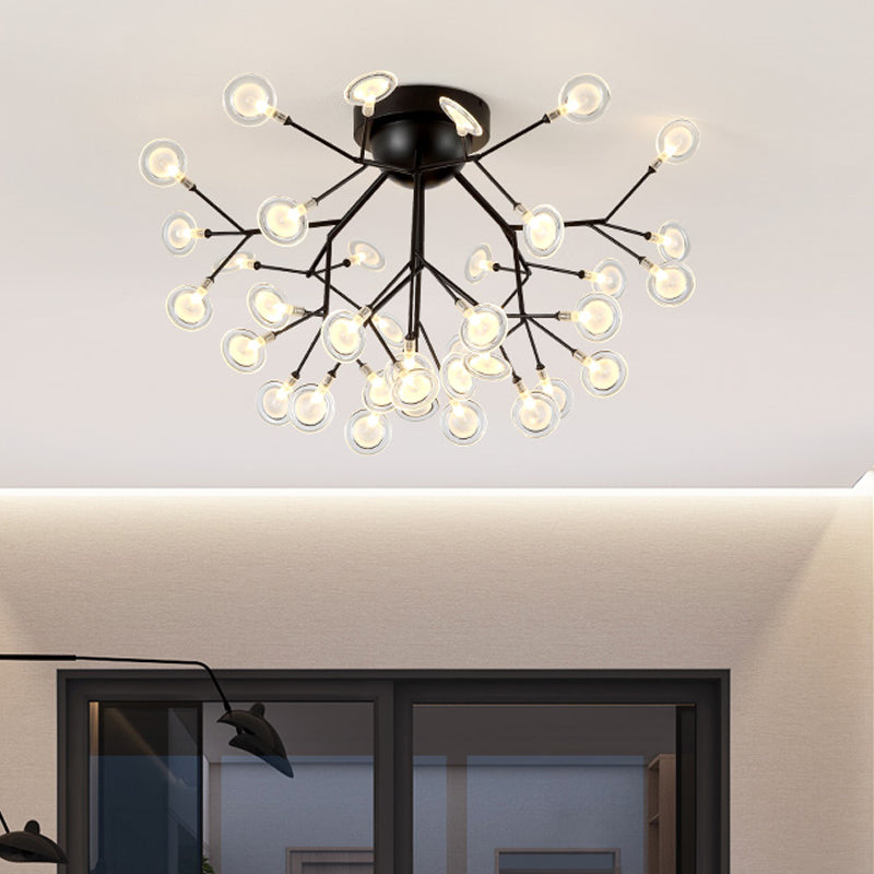 Acrylic Leaf-Shaped Flush Mount Lamp Modern LED Close to Ceiling Lighting for Bedroom 36 Black Clearhalo 'Ceiling Lights' 'Close To Ceiling Lights' 'Close to ceiling' 'Flush mount' Lighting' 2025309