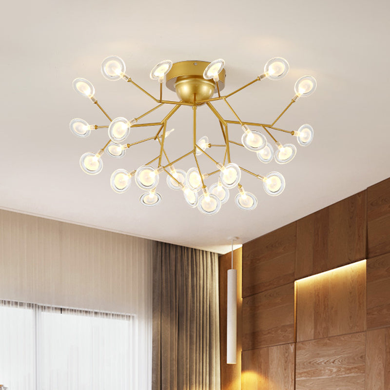 Acrylic Leaf-Shaped Flush Mount Lamp Modern LED Close to Ceiling Lighting for Bedroom 27 Gold Clearhalo 'Ceiling Lights' 'Close To Ceiling Lights' 'Close to ceiling' 'Flush mount' Lighting' 2025311
