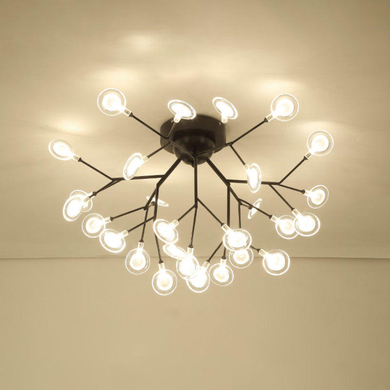 Acrylic Leaf-Shaped Flush Mount Lamp Modern LED Close to Ceiling Lighting for Bedroom 21 Black Clearhalo 'Ceiling Lights' 'Close To Ceiling Lights' 'Close to ceiling' 'Flush mount' Lighting' 2025319