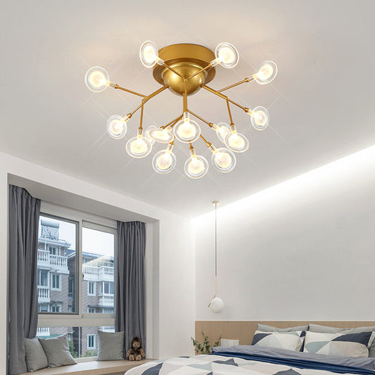 Acrylic Leaf-Shaped Flush Mount Lamp Modern LED Close to Ceiling Lighting for Bedroom 15 Gold Clearhalo 'Ceiling Lights' 'Close To Ceiling Lights' 'Close to ceiling' 'Flush mount' Lighting' 2025325