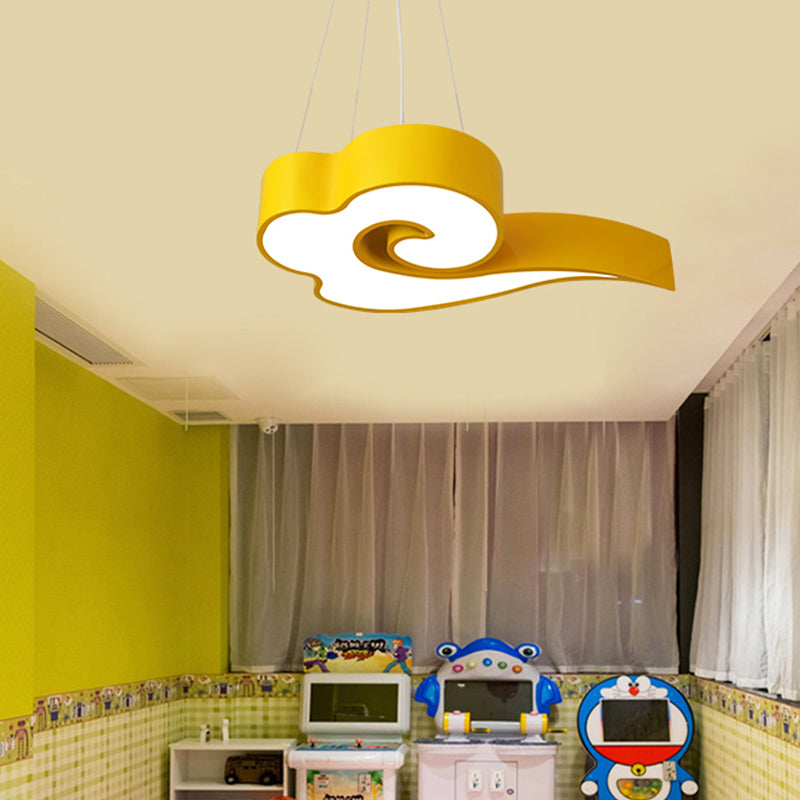 18"/22.5" Wide Cloud Ceiling Chandelier Macaron Acrylic LED Hanging Light in Red/Yellow/Blue/Green for Children Room, Third Gear/White Light Yellow Clearhalo 'Ceiling Lights' 'Pendant Lights' 'Pendants' Lighting' 202537_1a180624-f16d-4b8a-b46a-530533e1d4d9