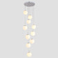10 Heads Stairs Cluster Pendant Light Simple Silver Drop Lamp with Spherical Cream Glass Shade Clearhalo 'Ceiling Lights' 'Modern Pendants' 'Modern' 'Pendant Lights' 'Pendants' Lighting' 2025385