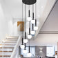 Opal Glass Global Multiple Hanging Light Simplicity Suspension Lighting for Stairs 9 Black Clearhalo 'Ceiling Lights' 'Modern Pendants' 'Modern' 'Pendant Lights' 'Pendants' Lighting' 2025393