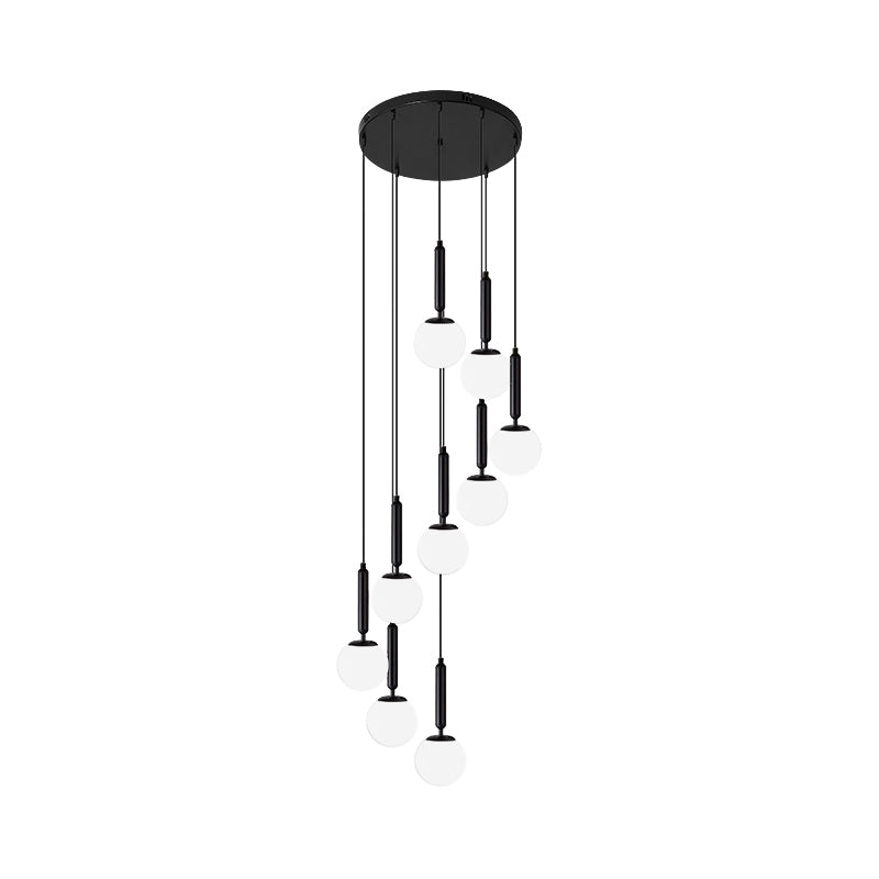 Opal Glass Global Multiple Hanging Light Simplicity Suspension Lighting for Stairs Clearhalo 'Ceiling Lights' 'Modern Pendants' 'Modern' 'Pendant Lights' 'Pendants' Lighting' 2025396