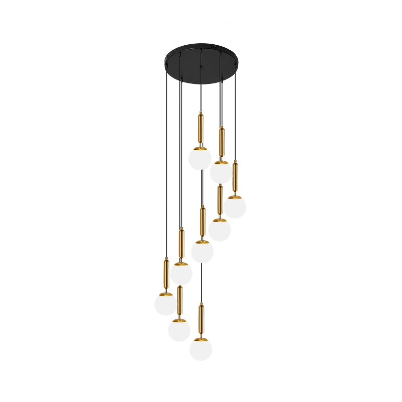 Opal Glass Global Multiple Hanging Light Simplicity Suspension Lighting for Stairs Clearhalo 'Ceiling Lights' 'Modern Pendants' 'Modern' 'Pendant Lights' 'Pendants' Lighting' 2025400