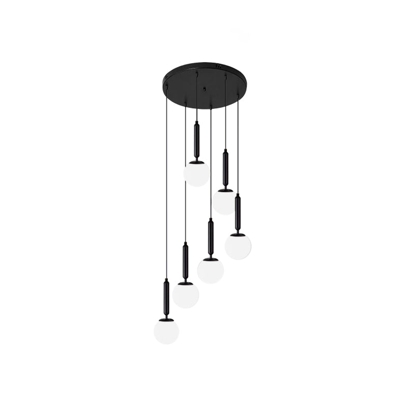Opal Glass Global Multiple Hanging Light Simplicity Suspension Lighting for Stairs Clearhalo 'Ceiling Lights' 'Modern Pendants' 'Modern' 'Pendant Lights' 'Pendants' Lighting' 2025403