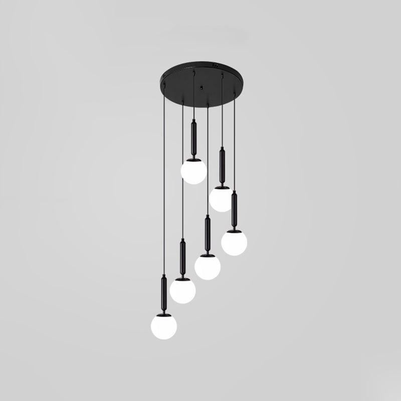 Opal Glass Global Multiple Hanging Light Simplicity Suspension Lighting for Stairs Clearhalo 'Ceiling Lights' 'Modern Pendants' 'Modern' 'Pendant Lights' 'Pendants' Lighting' 2025404