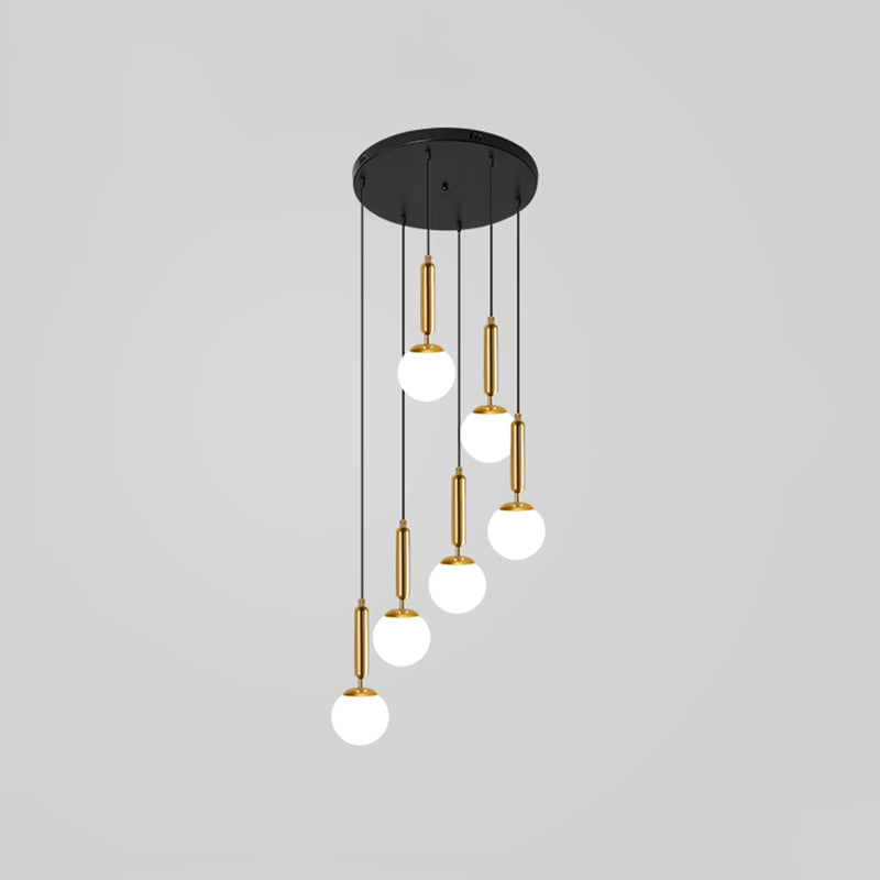 Opal Glass Global Multiple Hanging Light Simplicity Suspension Lighting for Stairs Clearhalo 'Ceiling Lights' 'Modern Pendants' 'Modern' 'Pendant Lights' 'Pendants' Lighting' 2025407