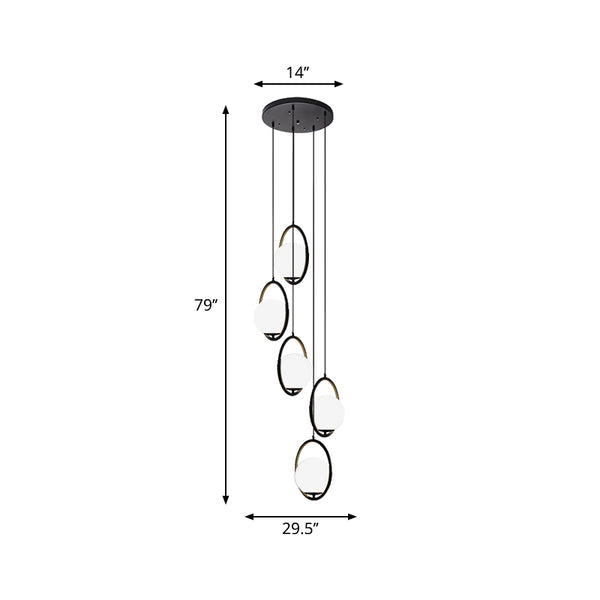 Lampadario multiluce Black Globe Lampadario semplice in vetro per scale