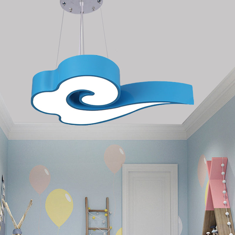 18"/22.5" Wide Cloud Ceiling Chandelier Macaron Acrylic LED Hanging Light in Red/Yellow/Blue/Green for Children Room, Third Gear/White Light Blue Clearhalo 'Ceiling Lights' 'Pendant Lights' 'Pendants' Lighting' 202541_d19aa688-5e81-4723-ae3b-57f04313e0c8
