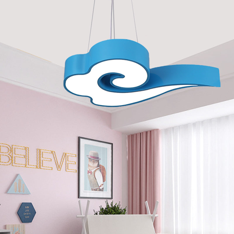 18"/22.5" Wide Cloud Ceiling Chandelier Macaron Acrylic LED Hanging Light in Red/Yellow/Blue/Green for Children Room, Third Gear/White Light Clearhalo 'Ceiling Lights' 'Pendant Lights' 'Pendants' Lighting' 202542