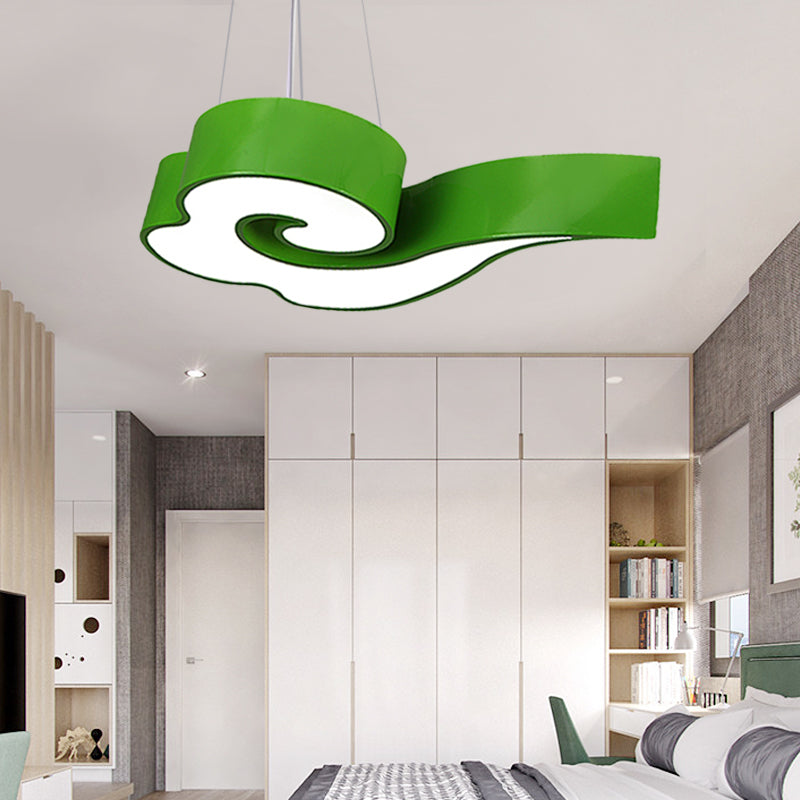 18"/22.5" Wide Cloud Ceiling Chandelier Macaron Acrylic LED Hanging Light in Red/Yellow/Blue/Green for Children Room, Third Gear/White Light Green Clearhalo 'Ceiling Lights' 'Pendant Lights' 'Pendants' Lighting' 202544_dcfd3013-8d8a-4e32-a49f-29299fd6e82d