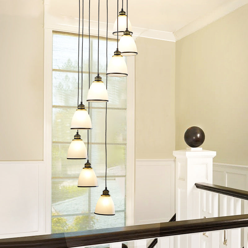 Dome Opal Glass Spiral Multi Pendant Simplicity Hanging Ceiling Light for Living Room Clearhalo 'Ceiling Lights' 'Modern Pendants' 'Modern' 'Pendant Lights' 'Pendants' Lighting' 2025577