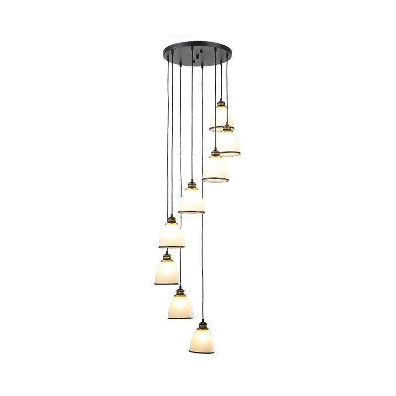 Dome Opal Glass Spiral Multi Pendant Simplicity Hanging Ceiling Light for Living Room Clearhalo 'Ceiling Lights' 'Modern Pendants' 'Modern' 'Pendant Lights' 'Pendants' Lighting' 2025579