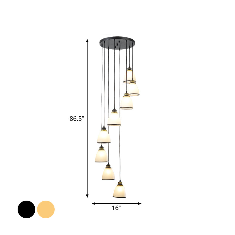 Dome Opal Glass Spiral Multi Pendant Simplicity Hanging Ceiling Light for Living Room Clearhalo 'Ceiling Lights' 'Modern Pendants' 'Modern' 'Pendant Lights' 'Pendants' Lighting' 2025580