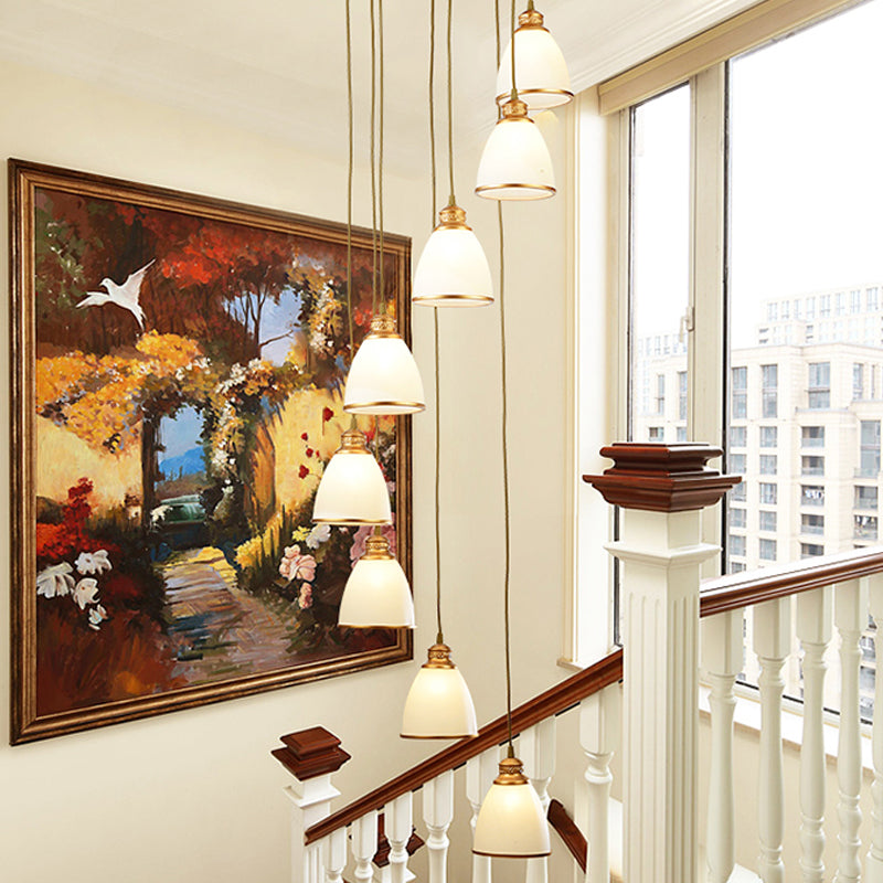 Dome Opal Glass Spiral Multi Pendant Simplicity Hanging Ceiling Light for Living Room Clearhalo 'Ceiling Lights' 'Modern Pendants' 'Modern' 'Pendant Lights' 'Pendants' Lighting' 2025582