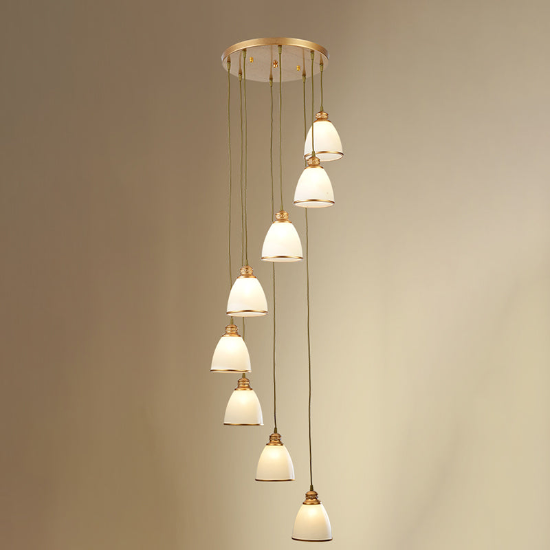 Dome Opal Glass Spiral Multi Pendant Simplicity Hanging Ceiling Light for Living Room Clearhalo 'Ceiling Lights' 'Modern Pendants' 'Modern' 'Pendant Lights' 'Pendants' Lighting' 2025583