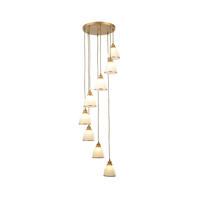 Dome Opal Glass Spiral Multi Pendant Simplicity Hanging Ceiling Light for Living Room Clearhalo 'Ceiling Lights' 'Modern Pendants' 'Modern' 'Pendant Lights' 'Pendants' Lighting' 2025584