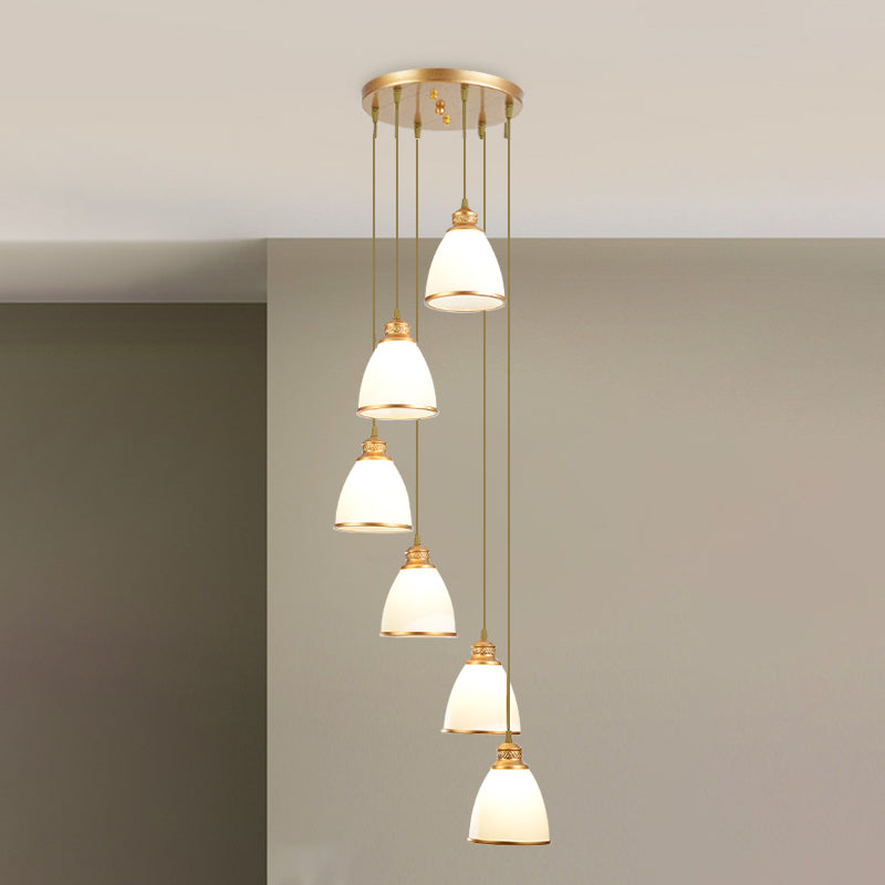 Dome Opal Glass Spiral Multi Pendant Simplicity Hanging Ceiling Light for Living Room Clearhalo 'Ceiling Lights' 'Modern Pendants' 'Modern' 'Pendant Lights' 'Pendants' Lighting' 2025586