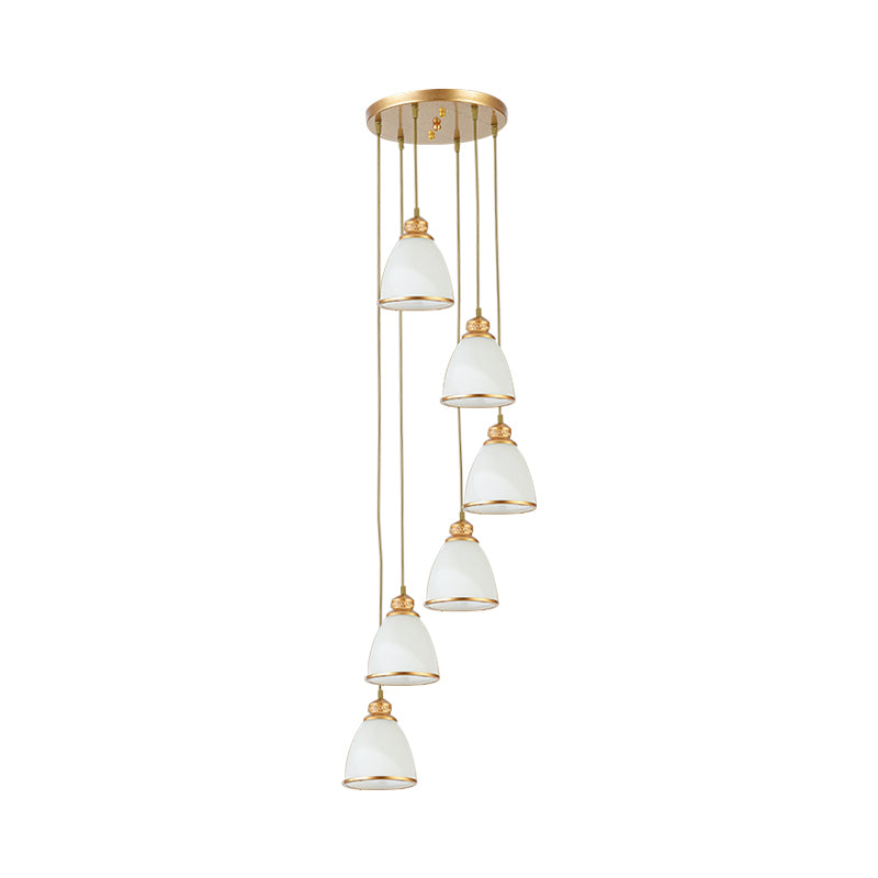 Dome Opal Glass Spiral Multi Pendant Simplicity Hanging Ceiling Light for Living Room Clearhalo 'Ceiling Lights' 'Modern Pendants' 'Modern' 'Pendant Lights' 'Pendants' Lighting' 2025587