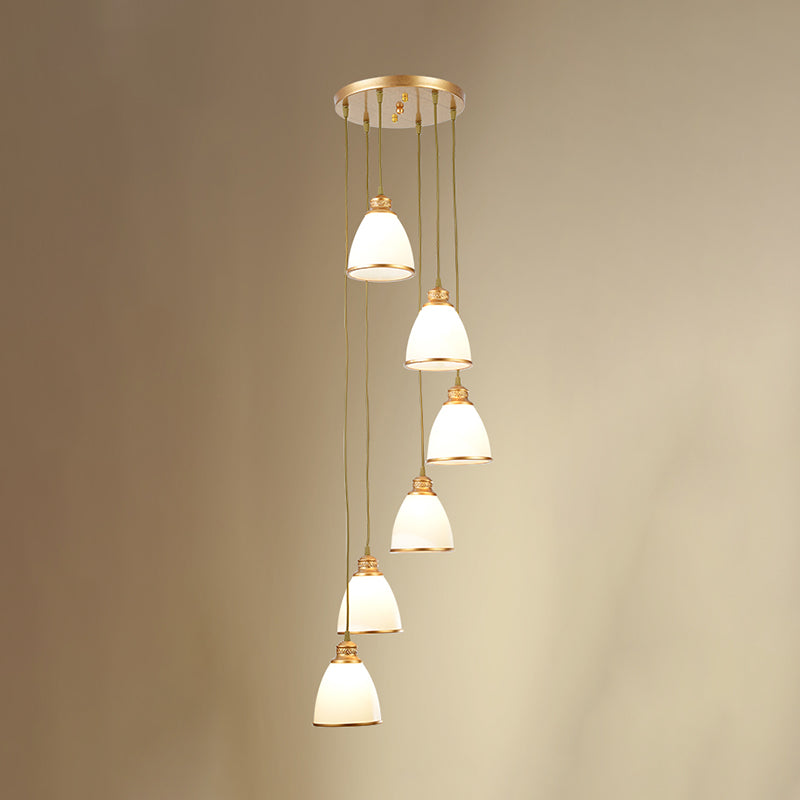 Dome Opal Glass Spiral Multi Pendant Simplicity Hanging Ceiling Light for Living Room Clearhalo 'Ceiling Lights' 'Modern Pendants' 'Modern' 'Pendant Lights' 'Pendants' Lighting' 2025588
