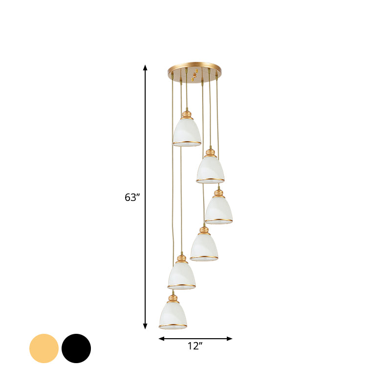 Dome Opal Glass Spiral Multi Pendant Simplicity Hanging Ceiling Light for Living Room Clearhalo 'Ceiling Lights' 'Modern Pendants' 'Modern' 'Pendant Lights' 'Pendants' Lighting' 2025589