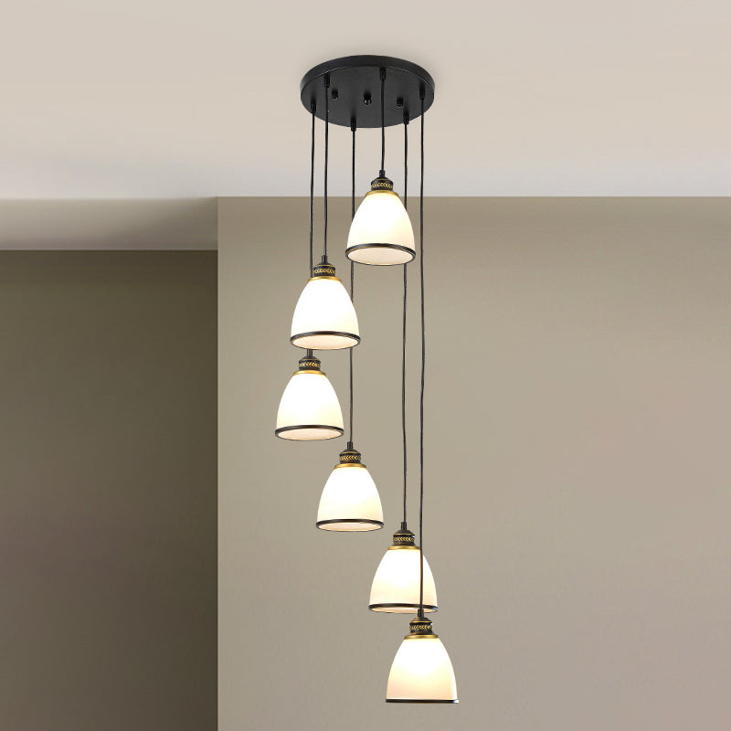 Dome Opal Glass Spiral Multi Pendant Simplicity Hanging Ceiling Light for Living Room Clearhalo 'Ceiling Lights' 'Modern Pendants' 'Modern' 'Pendant Lights' 'Pendants' Lighting' 2025591