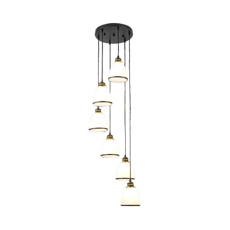 Dome Opal Glass Spiral Multi Pendant Simplicity Hanging Ceiling Light for Living Room Clearhalo 'Ceiling Lights' 'Modern Pendants' 'Modern' 'Pendant Lights' 'Pendants' Lighting' 2025592