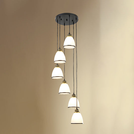 Dome Opal Glass Spiral Multi Pendant Simplicity Hanging Ceiling Light for Living Room Clearhalo 'Ceiling Lights' 'Modern Pendants' 'Modern' 'Pendant Lights' 'Pendants' Lighting' 2025593