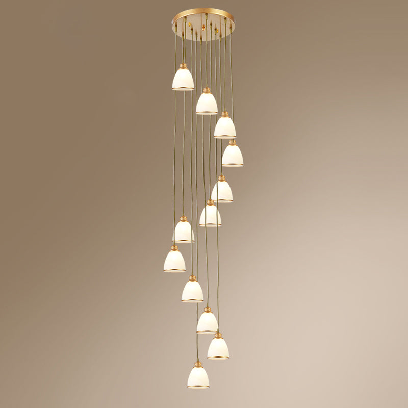 Dome Opal Glass Spiral Multi Pendant Simplicity Hanging Ceiling Light for Living Room Clearhalo 'Ceiling Lights' 'Modern Pendants' 'Modern' 'Pendant Lights' 'Pendants' Lighting' 2025595