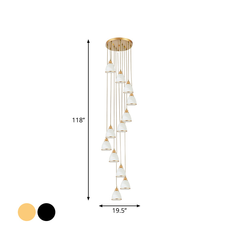 Dome Opal Glass Spiral Multi Pendant Simplicity Hanging Ceiling Light for Living Room Clearhalo 'Ceiling Lights' 'Modern Pendants' 'Modern' 'Pendant Lights' 'Pendants' Lighting' 2025596