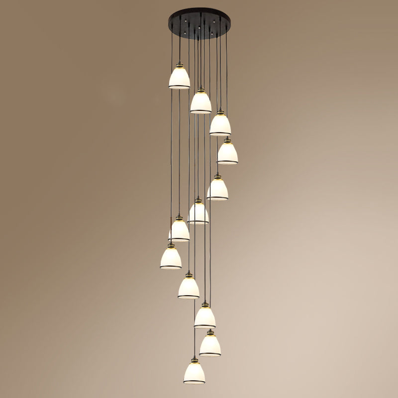 Dome Opal Glass Spiral Multi Pendant Simplicity Hanging Ceiling Light for Living Room Clearhalo 'Ceiling Lights' 'Modern Pendants' 'Modern' 'Pendant Lights' 'Pendants' Lighting' 2025598