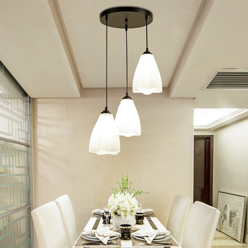 White Glass Ruffled Cluster Pendant Simplicity Black Drop Pendant with Swirl Design Clearhalo 'Ceiling Lights' 'Modern Pendants' 'Modern' 'Pendant Lights' 'Pendants' Lighting' 2025600