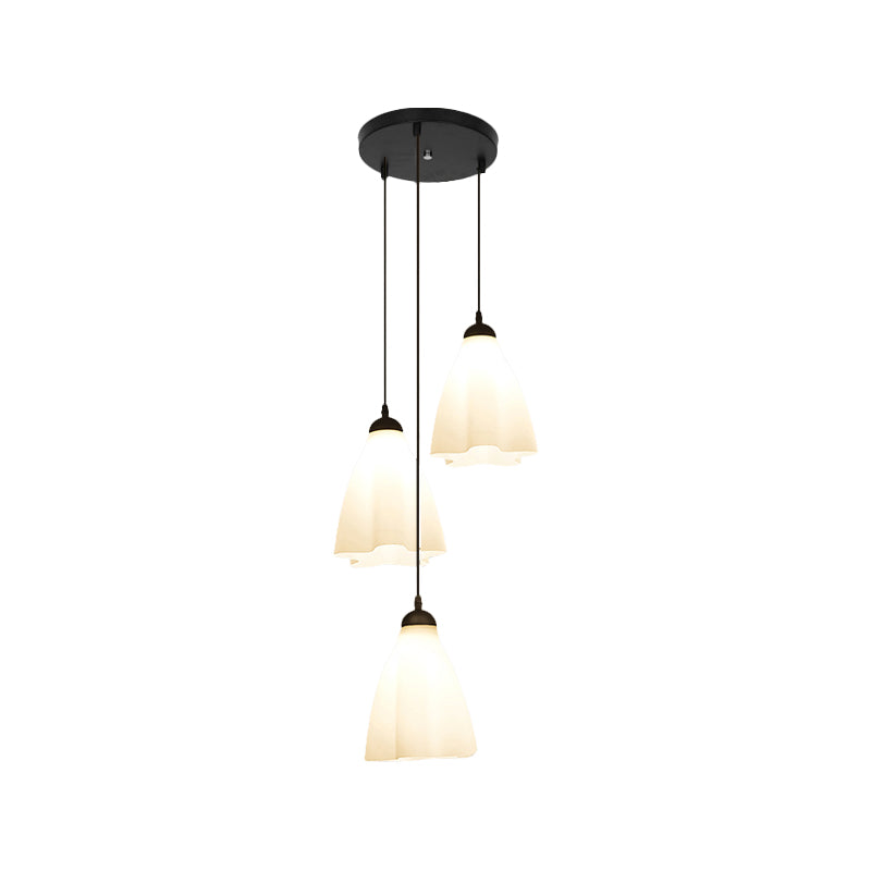 White Glass Ruffled Cluster Pendant Simplicity Black Drop Pendant with Swirl Design Clearhalo 'Ceiling Lights' 'Modern Pendants' 'Modern' 'Pendant Lights' 'Pendants' Lighting' 2025601