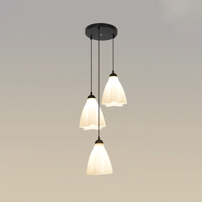 White Glass Ruffled Cluster Pendant Simplicity Black Drop Pendant with Swirl Design Clearhalo 'Ceiling Lights' 'Modern Pendants' 'Modern' 'Pendant Lights' 'Pendants' Lighting' 2025602