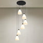 White Glass Ruffled Cluster Pendant Simplicity Black Drop Pendant with Swirl Design 6 White Round Clearhalo 'Ceiling Lights' 'Modern Pendants' 'Modern' 'Pendant Lights' 'Pendants' Lighting' 2025604