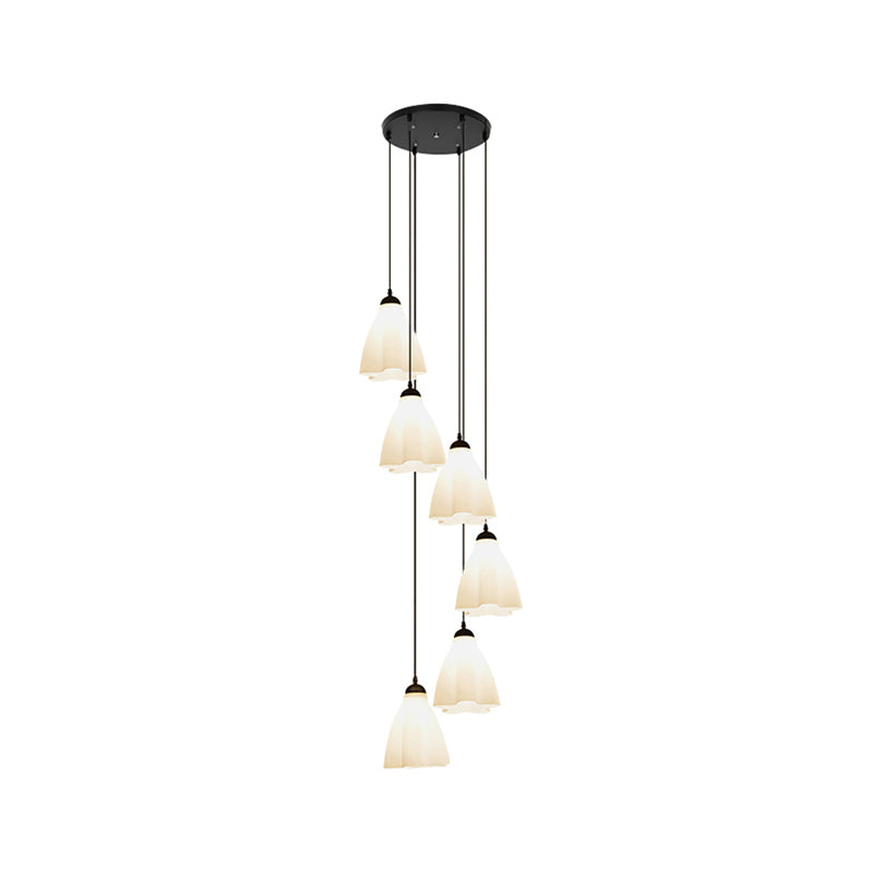 White Glass Ruffled Cluster Pendant Simplicity Black Drop Pendant with Swirl Design Clearhalo 'Ceiling Lights' 'Modern Pendants' 'Modern' 'Pendant Lights' 'Pendants' Lighting' 2025605