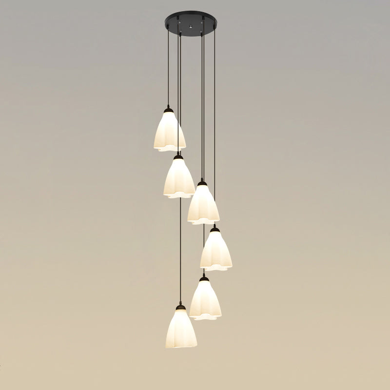White Glass Ruffled Cluster Pendant Simplicity Black Drop Pendant with Swirl Design Clearhalo 'Ceiling Lights' 'Modern Pendants' 'Modern' 'Pendant Lights' 'Pendants' Lighting' 2025606