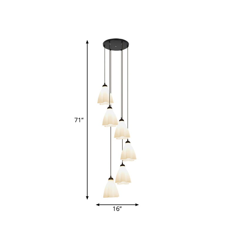 White Glass Ruffled Cluster Pendant Simplicity Black Drop Pendant with Swirl Design Clearhalo 'Ceiling Lights' 'Modern Pendants' 'Modern' 'Pendant Lights' 'Pendants' Lighting' 2025607