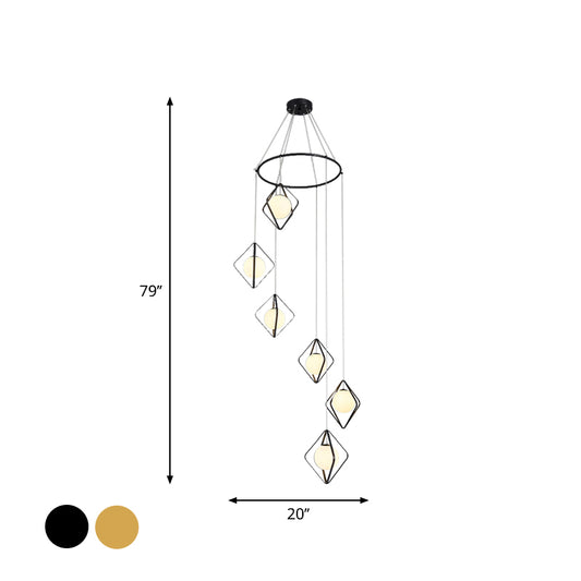 Simple Multi Light Pendant Global Metallic Pendulum Lamp with Opal Glass Shade for Living Room Clearhalo 'Ceiling Lights' 'Modern Pendants' 'Modern' 'Pendant Lights' 'Pendants' Lighting' 2025625