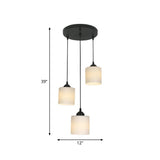 Modernism Cylinder Cluster Pendant Opal Glass Stairs Pendulum Light in Black with Round Canopy Clearhalo 'Ceiling Lights' 'Modern Pendants' 'Modern' 'Pendant Lights' 'Pendants' Lighting' 2025684