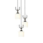 Modernism Cylinder Cluster Pendant Opal Glass Stairs Pendulum Light in Black with Round Canopy 3 White C Clearhalo 'Ceiling Lights' 'Modern Pendants' 'Modern' 'Pendant Lights' 'Pendants' Lighting' 2025687