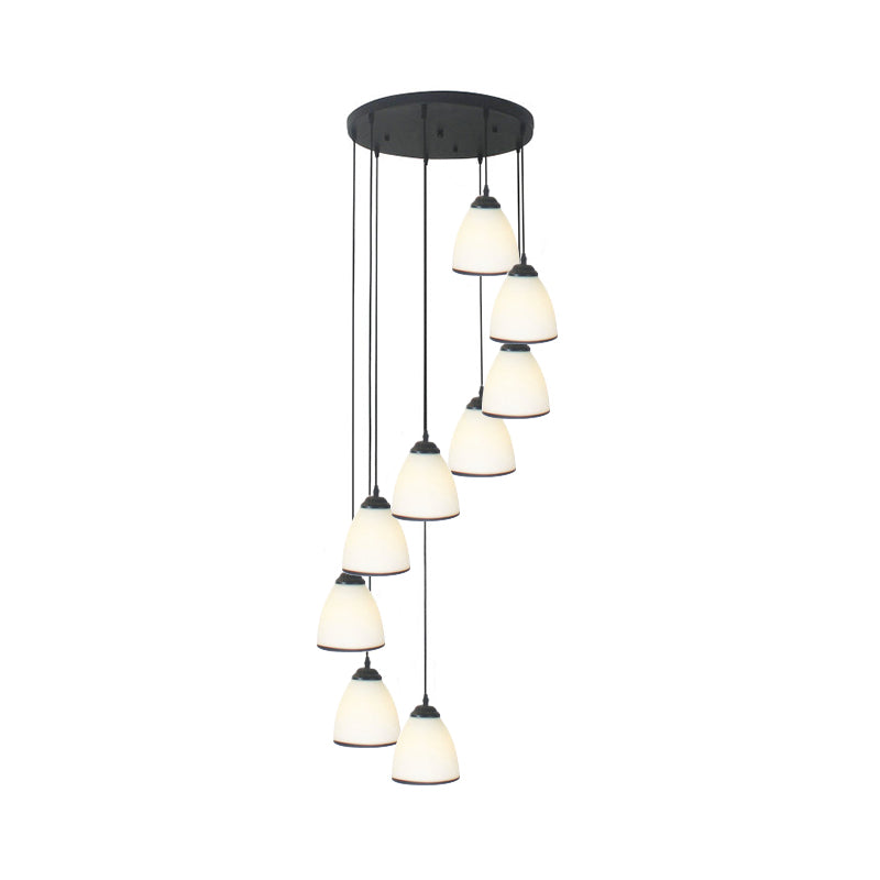 Dome Stairs Swirl Cluster Pendant Light Opal Glass Contemporary Hanging Lighting in Black Clearhalo 'Ceiling Lights' 'Modern Pendants' 'Modern' 'Pendant Lights' 'Pendants' Lighting' 2025717