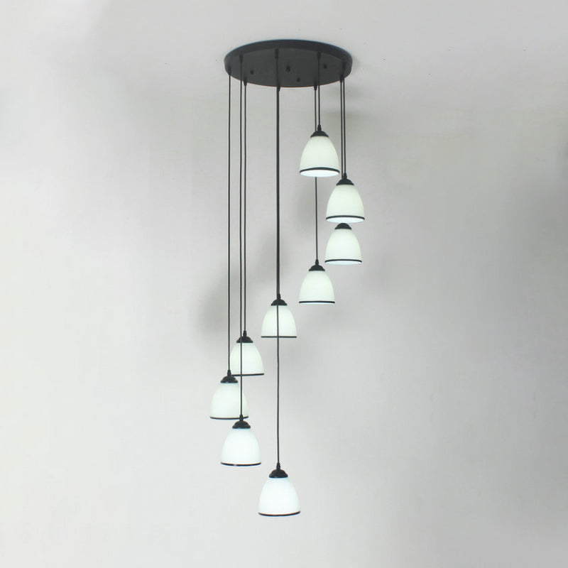 Dome Stairs Swirl Cluster Pendant Light Opal Glass Contemporary Hanging Lighting in Black Clearhalo 'Ceiling Lights' 'Modern Pendants' 'Modern' 'Pendant Lights' 'Pendants' Lighting' 2025718