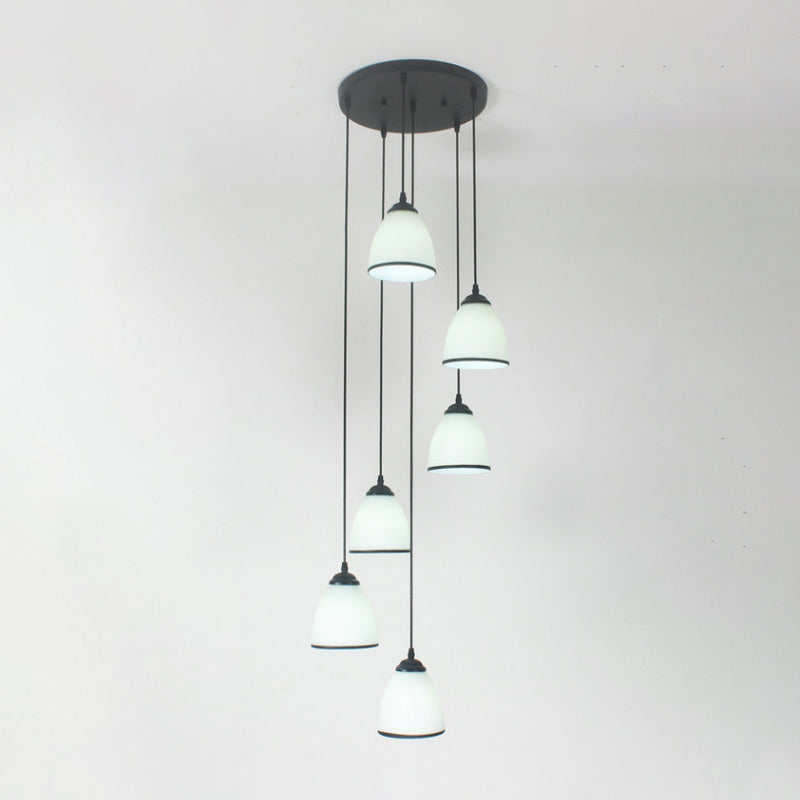 Dome Stairs Swirl Cluster Pendant Light Opal Glass Contemporary Hanging Lighting in Black Clearhalo 'Ceiling Lights' 'Modern Pendants' 'Modern' 'Pendant Lights' 'Pendants' Lighting' 2025722
