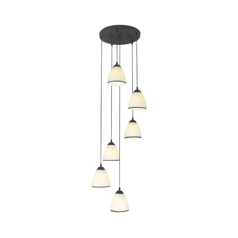 Dome Stairs Swirl Cluster Pendant Light Opal Glass Contemporary Hanging Lighting in Black Clearhalo 'Ceiling Lights' 'Modern Pendants' 'Modern' 'Pendant Lights' 'Pendants' Lighting' 2025723