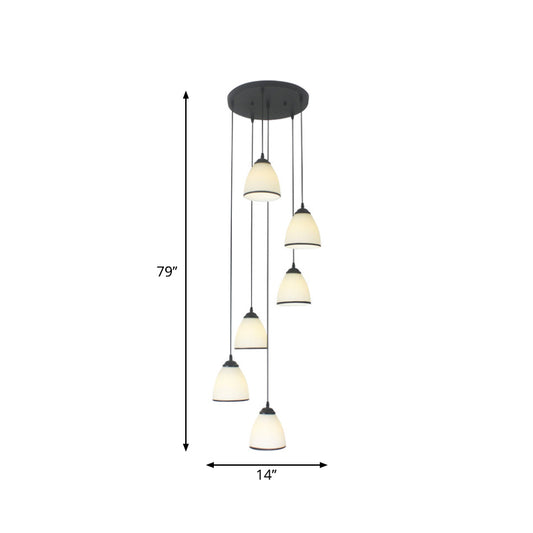 Dome Stairs Swirl Cluster Pendant Light Opal Glass Contemporary Hanging Lighting in Black Clearhalo 'Ceiling Lights' 'Modern Pendants' 'Modern' 'Pendant Lights' 'Pendants' Lighting' 2025724
